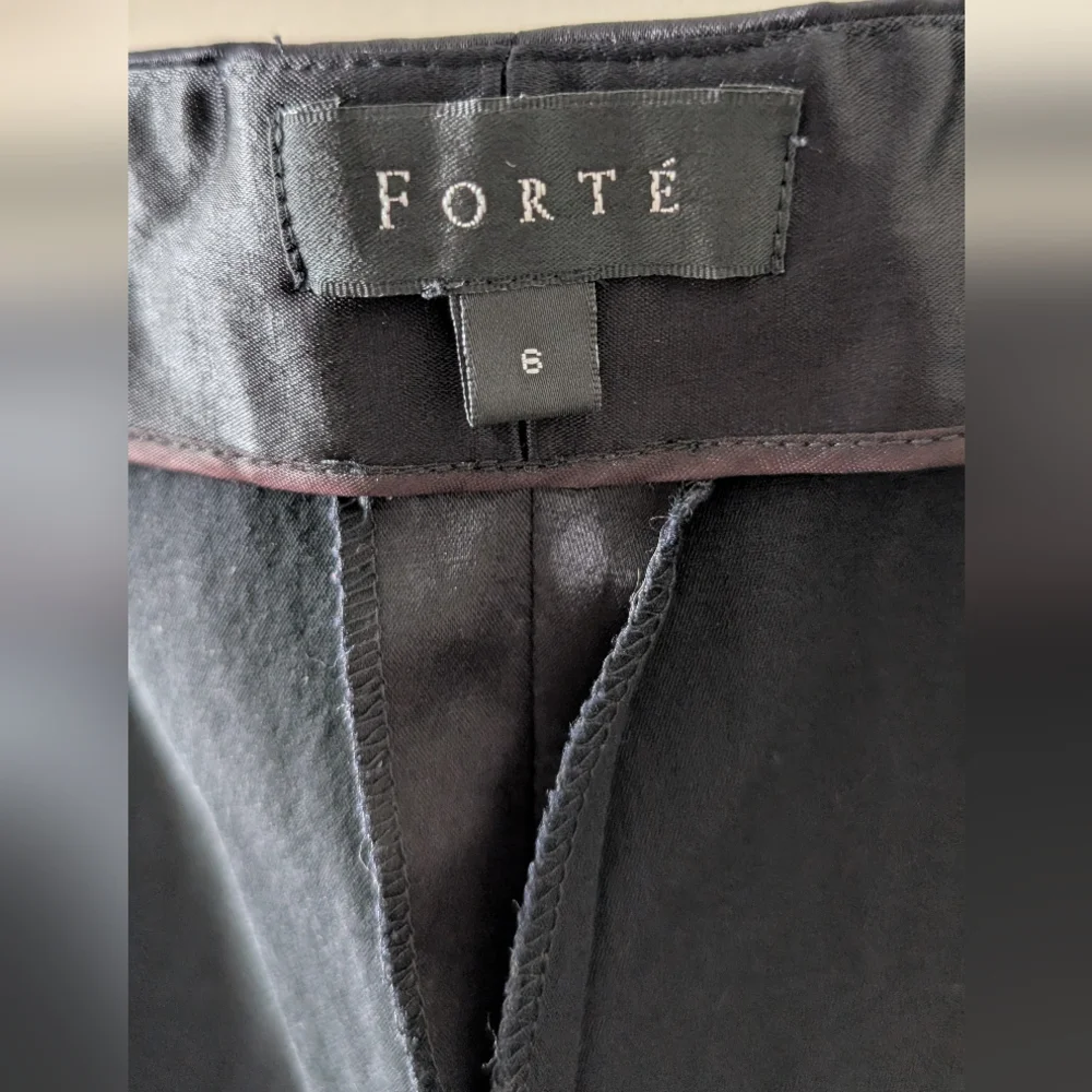 Forte Black Satin Straight Leg Pants
